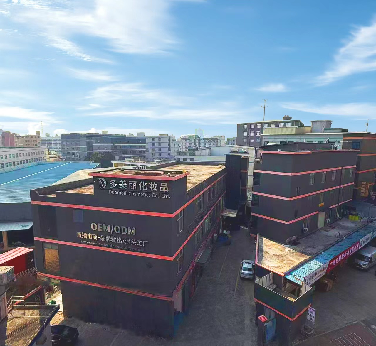 Aerial photograph of Duomeili factory buildings in Guangzhou